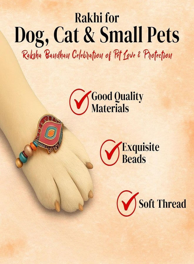 Sage Square Paw Bandhan Rakhi for Dog, Cat & Small Pets | Celebrate Bonds of Love This Raksha Bandhan | Cute Rakhi with Beads, Decorative Threads | Gift for Pet Lovers & Furry Companions (Type 17) - Image 4